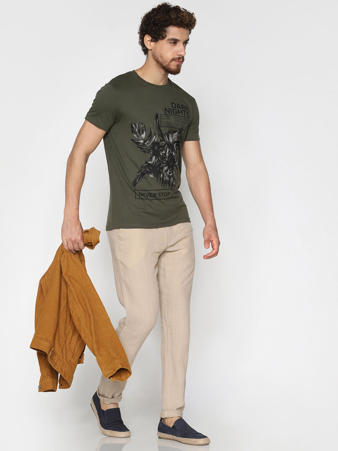 Green Graphic Print Crew Neck T-Shirt