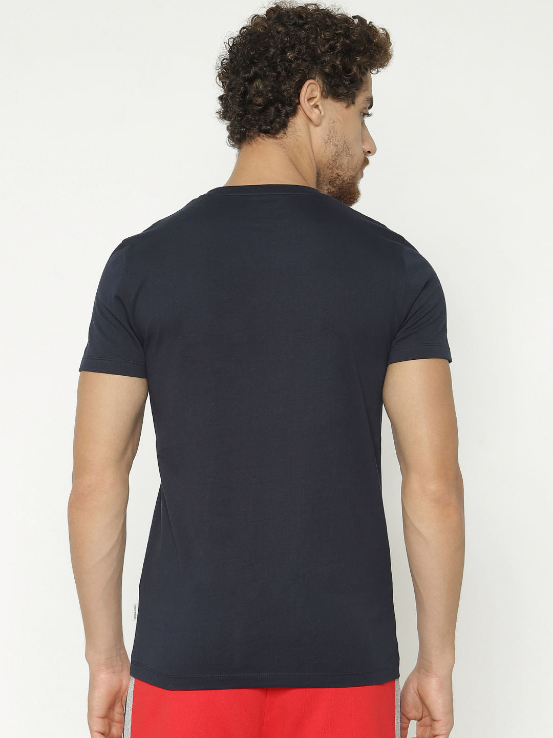 Navy Blue Graphic Print Crew Neck T-Shirt