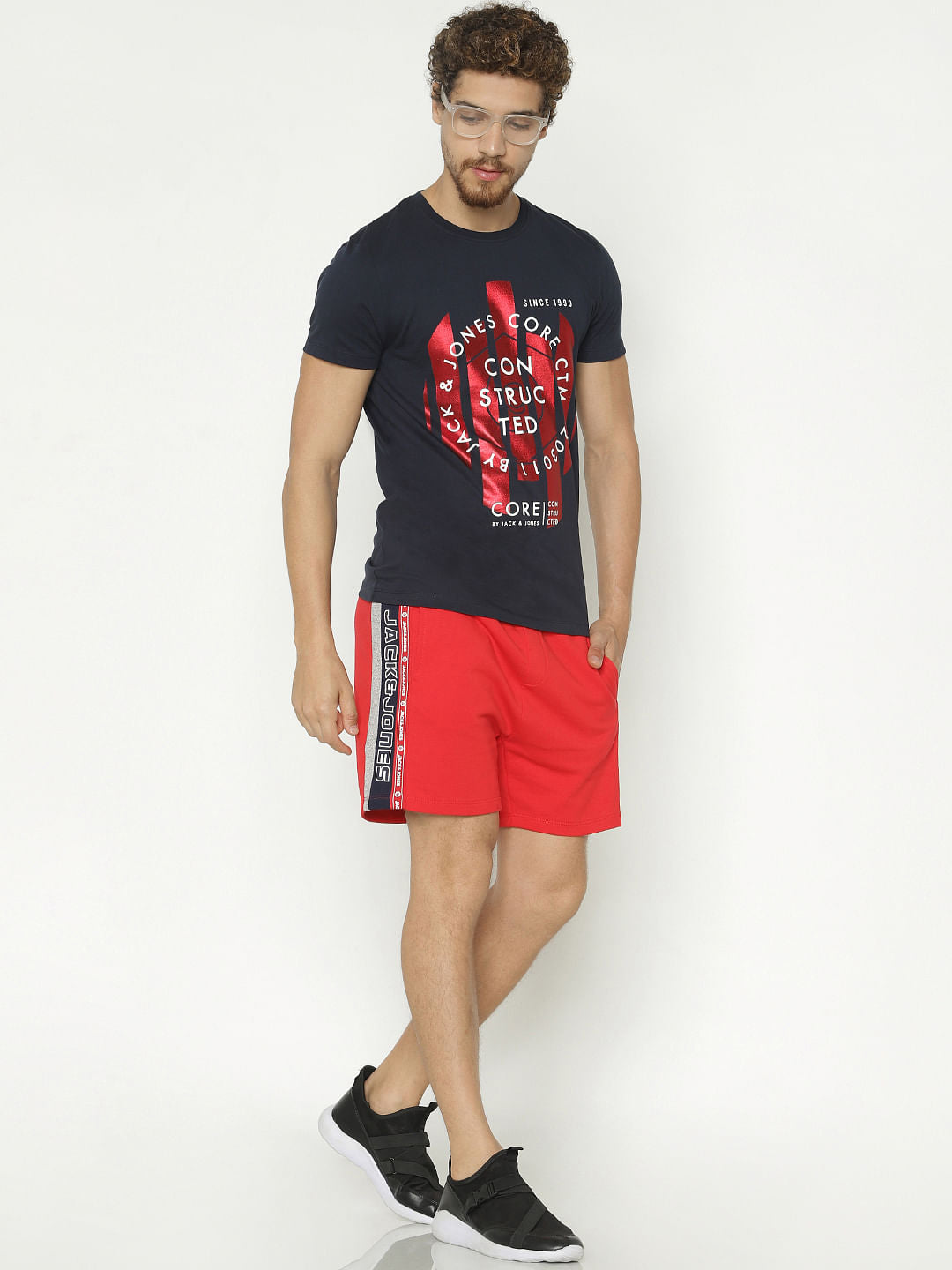 Navy Blue Graphic Print Crew Neck T-Shirt