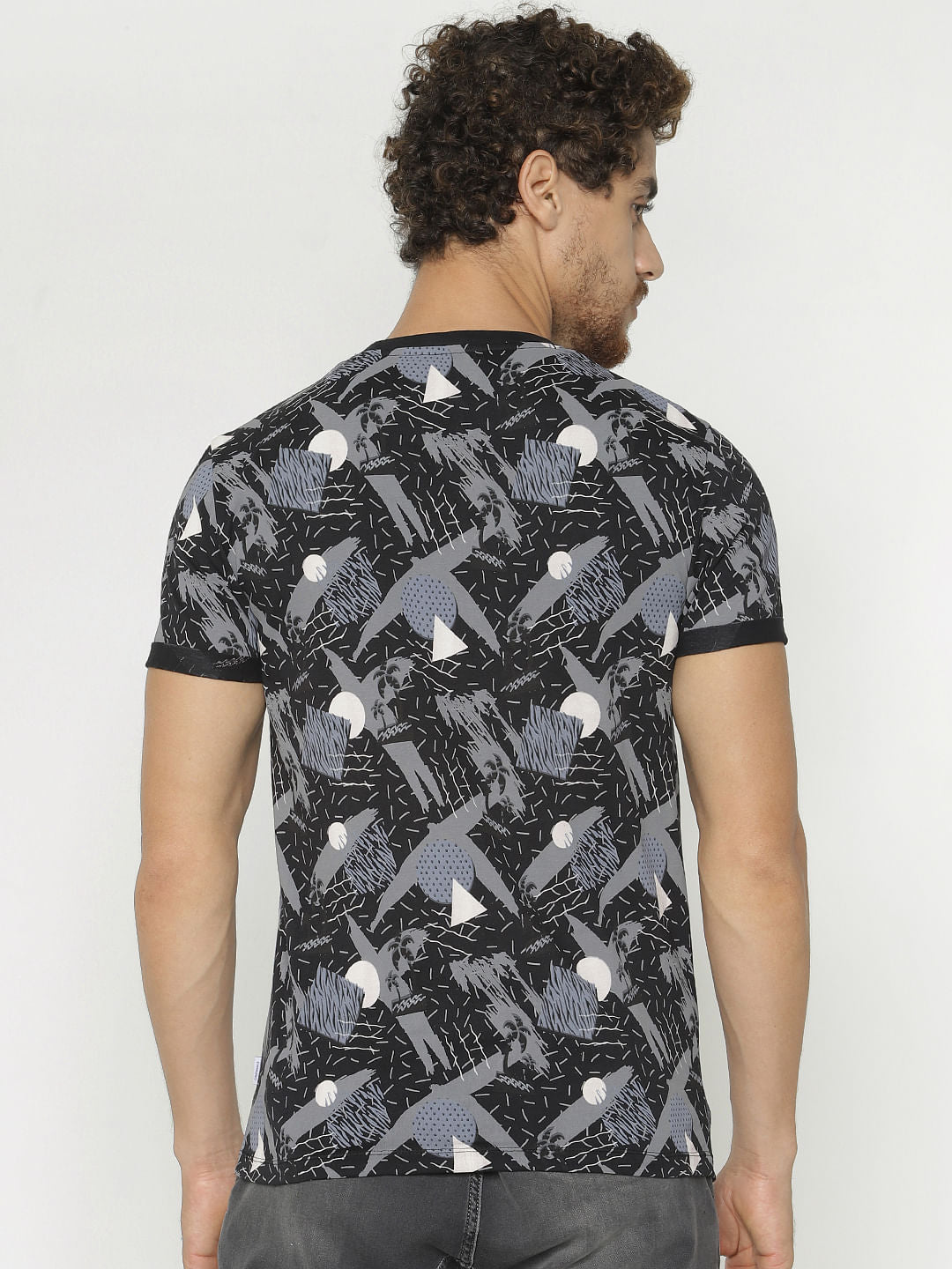 Black All Over Print Crew Neck T-Shirt