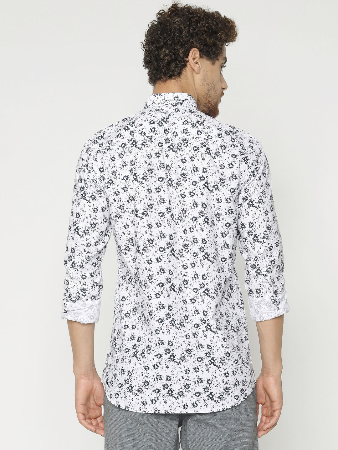White All Over Print Full Sleeves Shirt