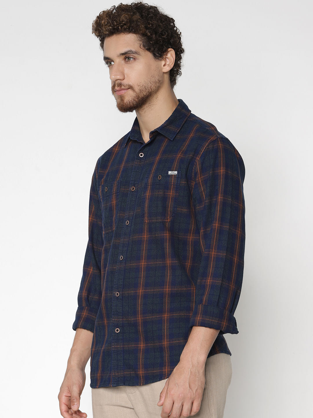 Blue Check Denim Full Sleeves Shirt