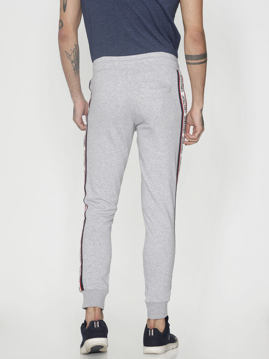 Grey Tape Detail Drawstring Sweatpants