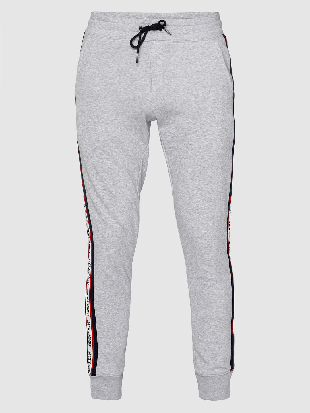 Grey Tape Detail Drawstring Sweatpants