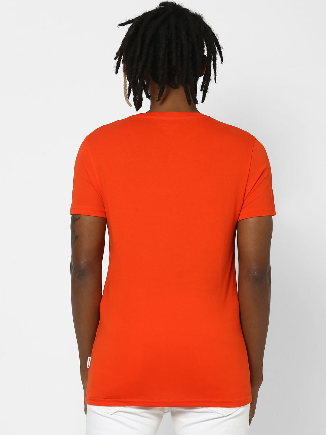Orange Graphic Logo Print Crew Neck T-shirt