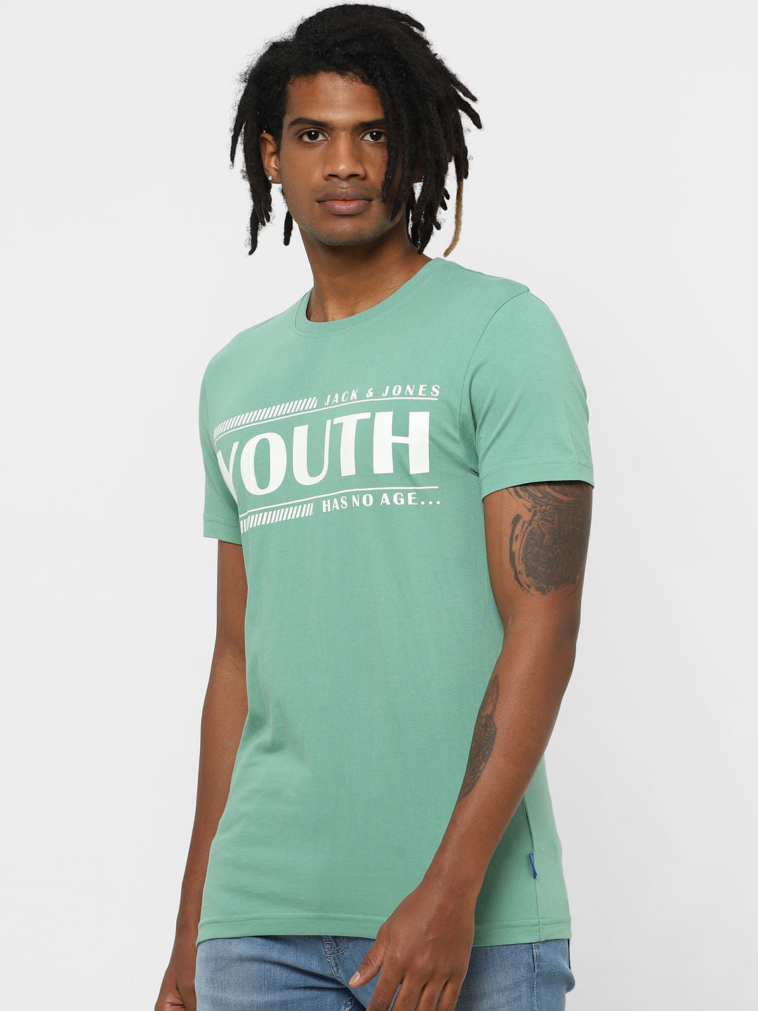 Green Slogan Print T-shirt