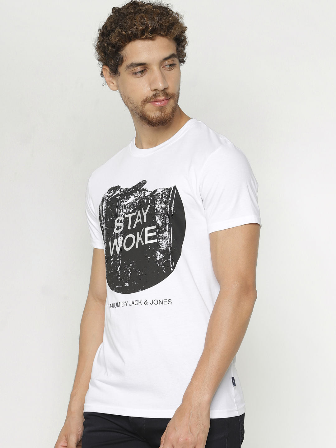 White Graphic Print Crew Neck T-Shirt