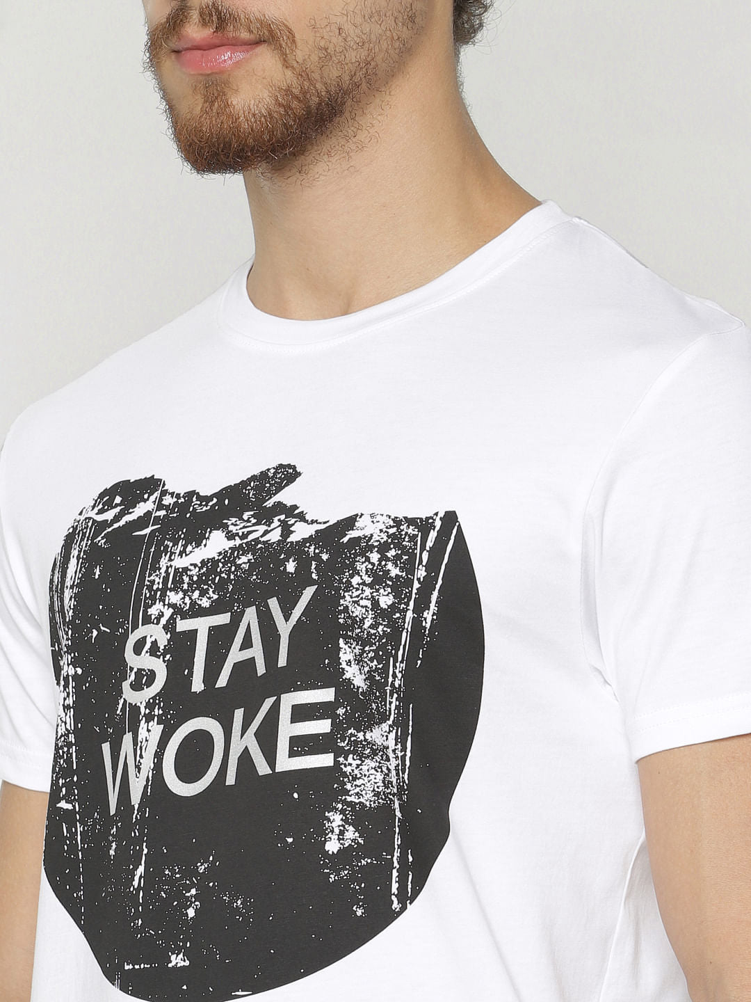 White Graphic Print Crew Neck T-Shirt