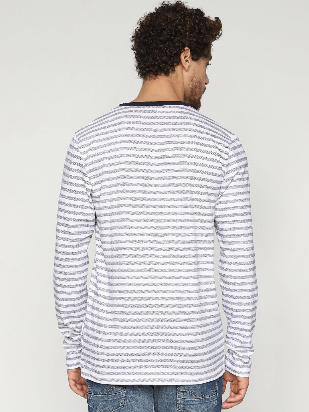 White Striped Crew Neck T-Shirt