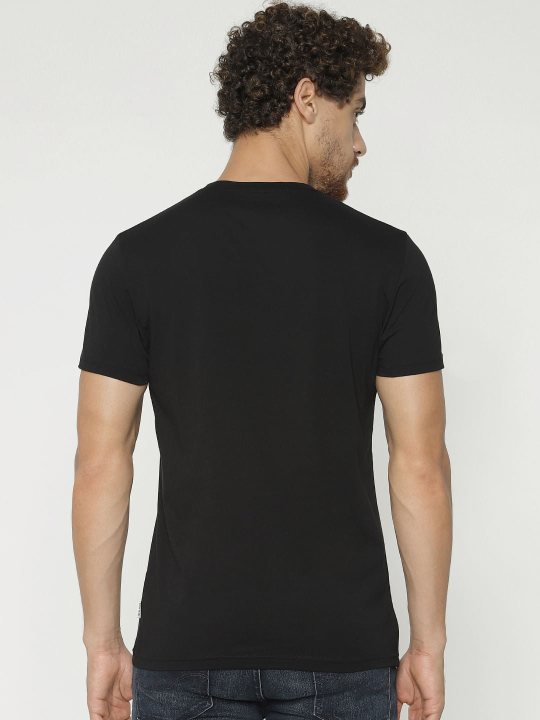 Black Graphic Print Crew Neck T-Shirt