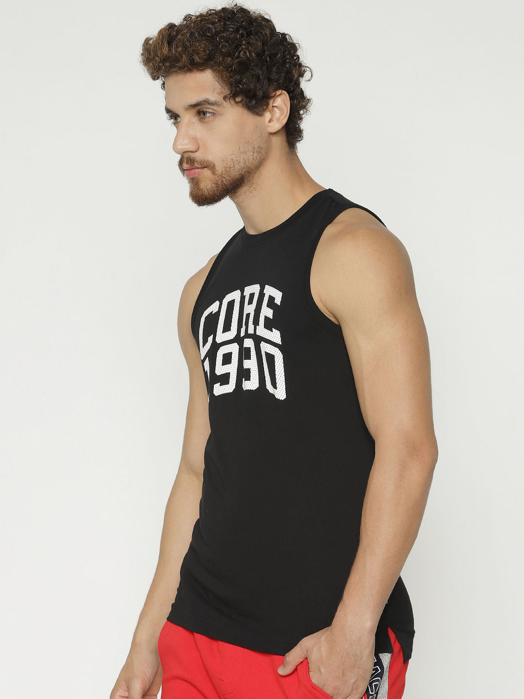 Black Text Print Tank Top