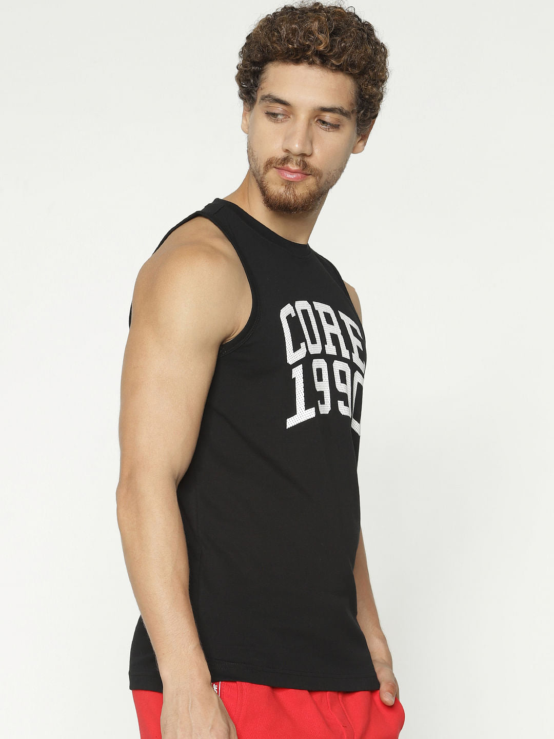 Black Text Print Tank Top