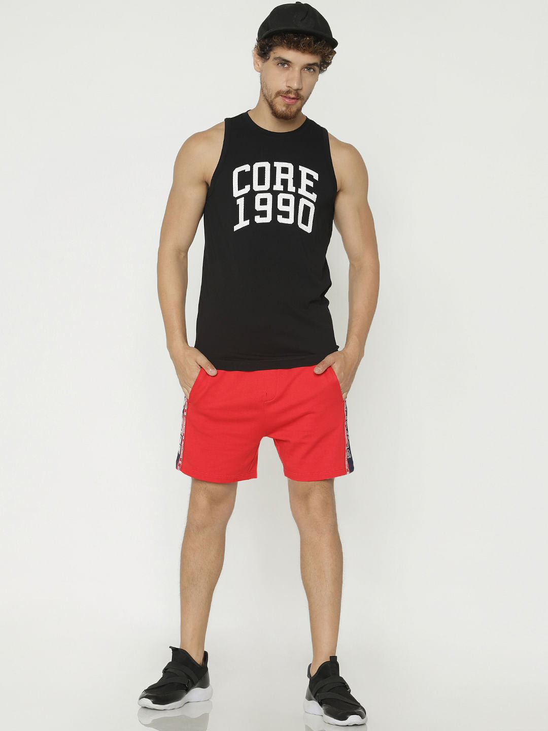 Black Text Print Tank Top