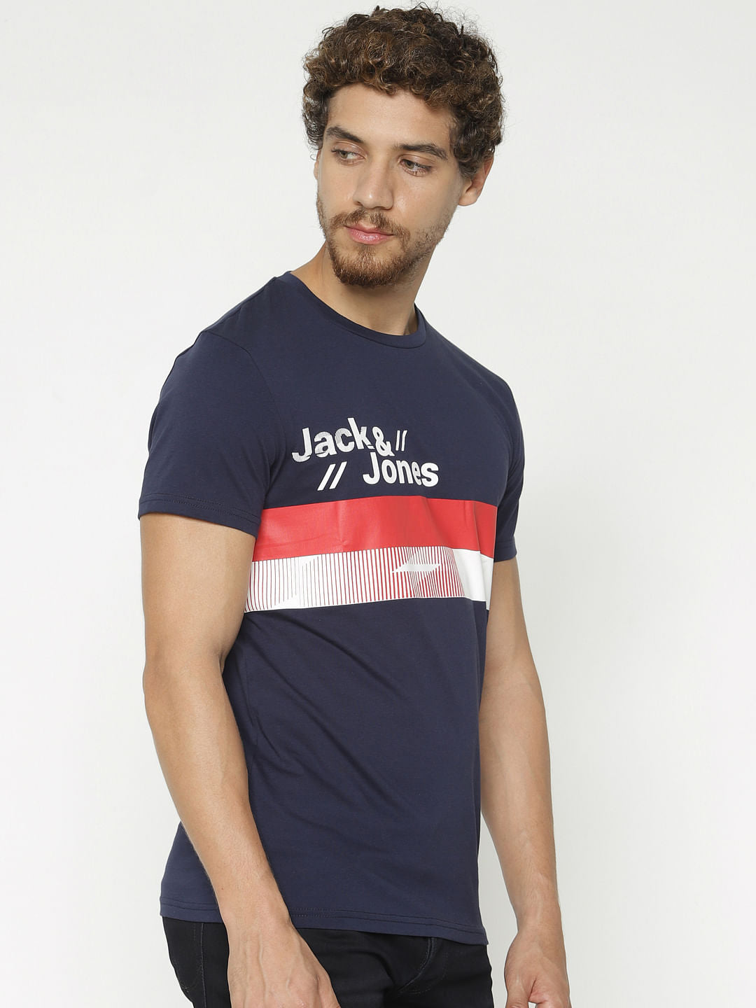 Blue Graphic Print Crew Neck T-Shirt