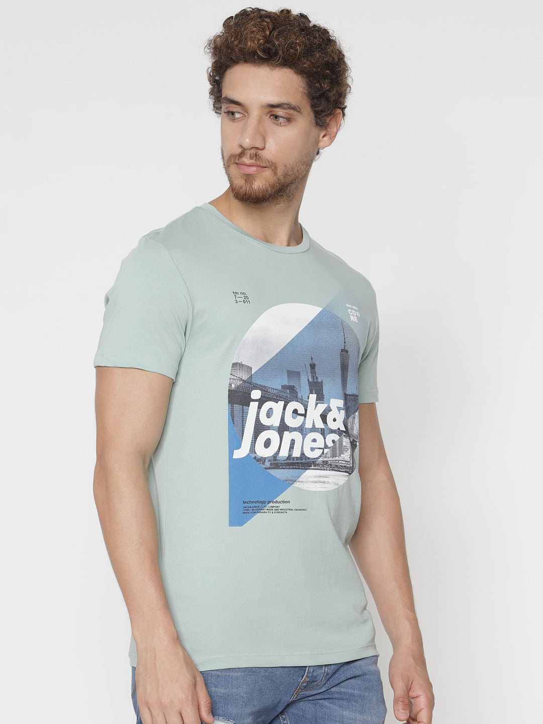 Blue Graphic Print Crew Neck T-Shirt