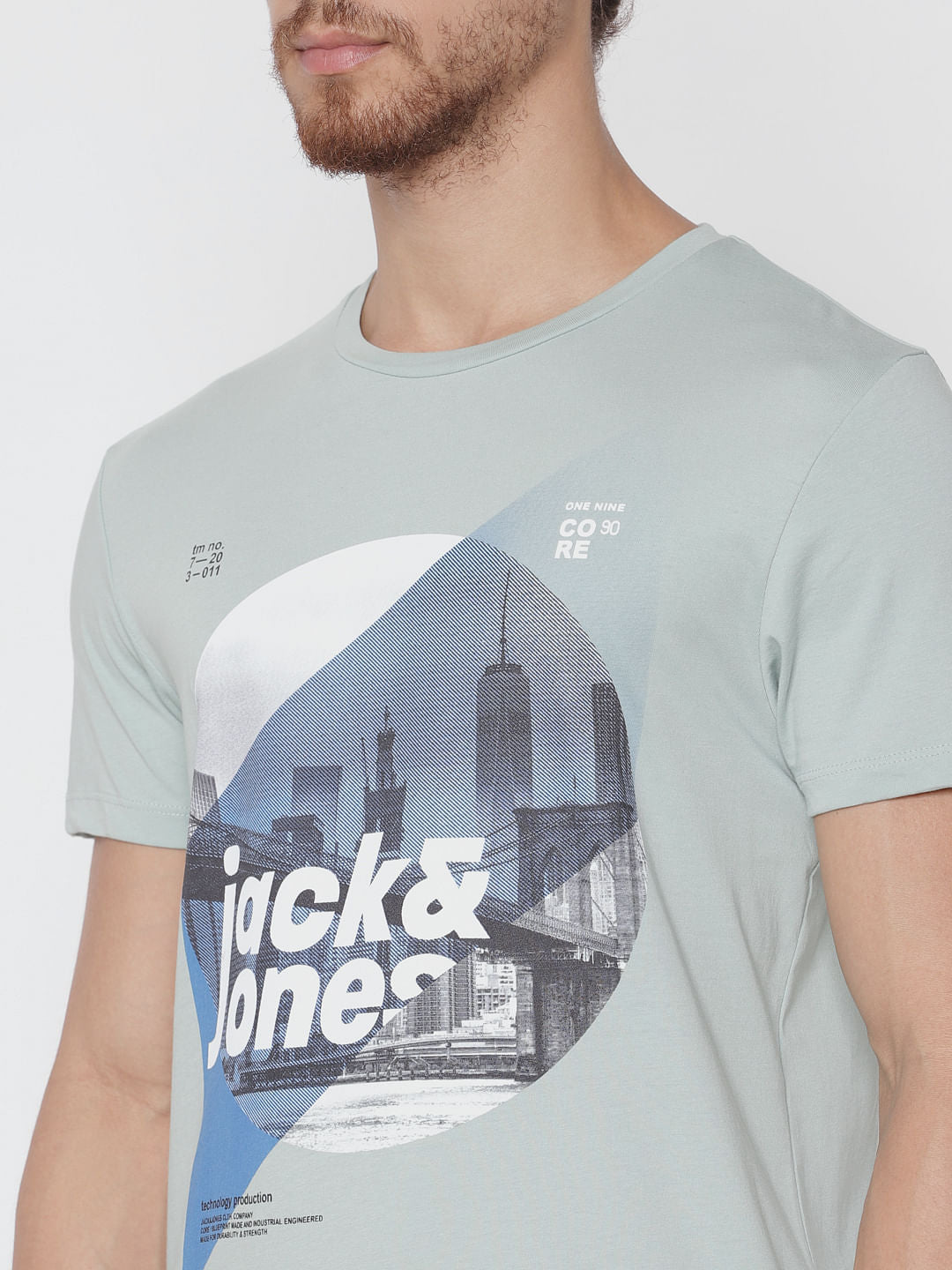 Blue Graphic Print Crew Neck T-Shirt