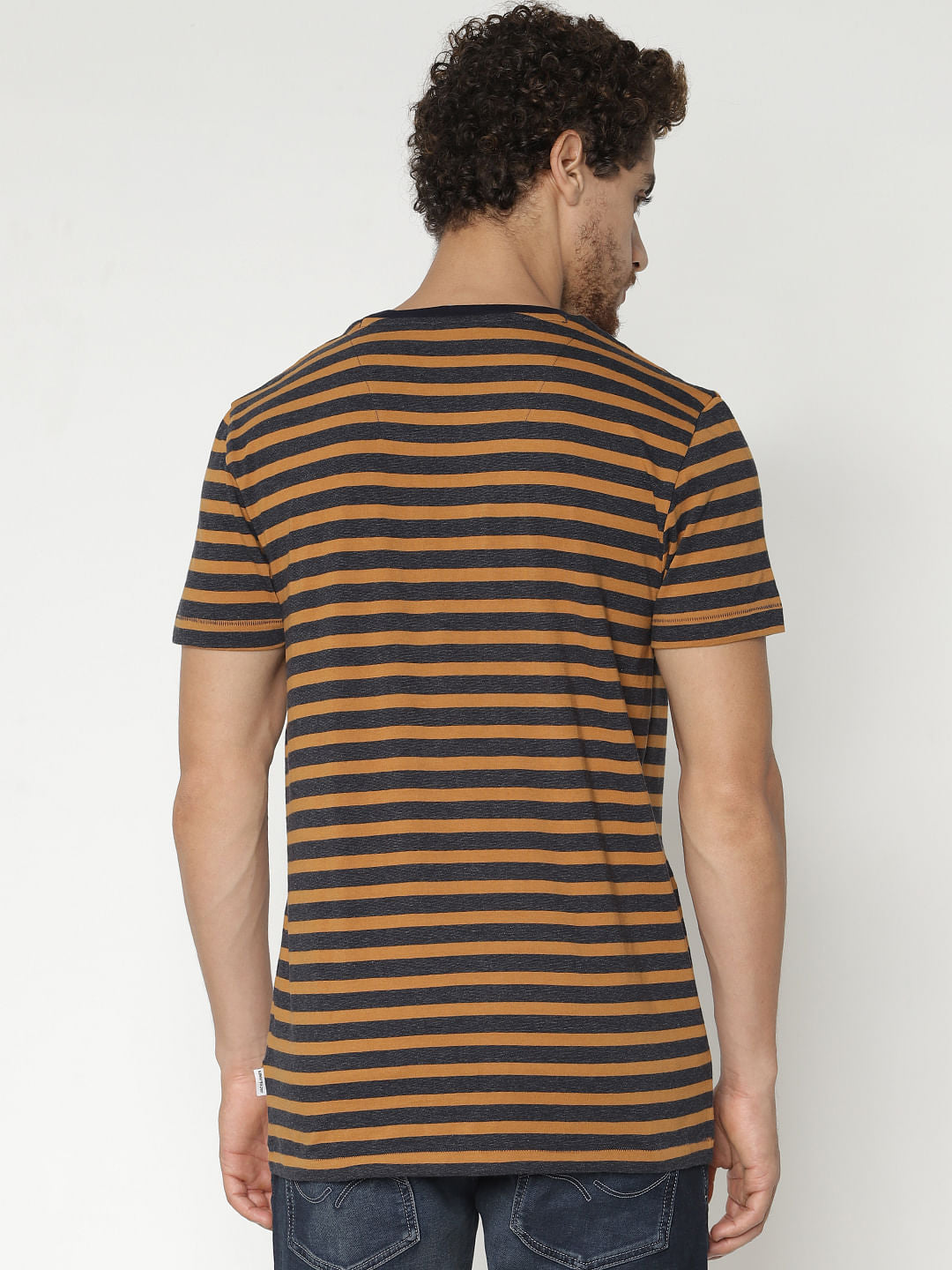 Brown Striped Crew Neck T-Shirt