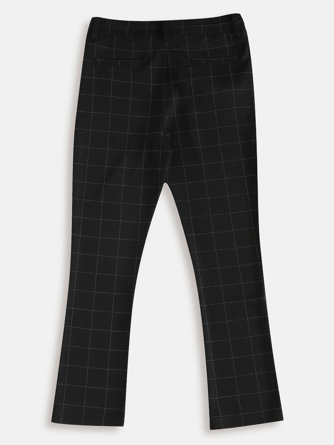 Boys Black Mid Rise Check Pants