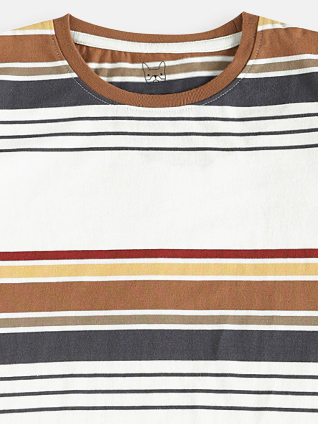 Boys White Striped Crew Neck T-shirt