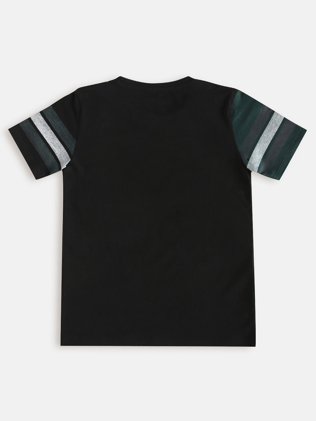 Boys Black Colourblocked Crew Neck T-shirt