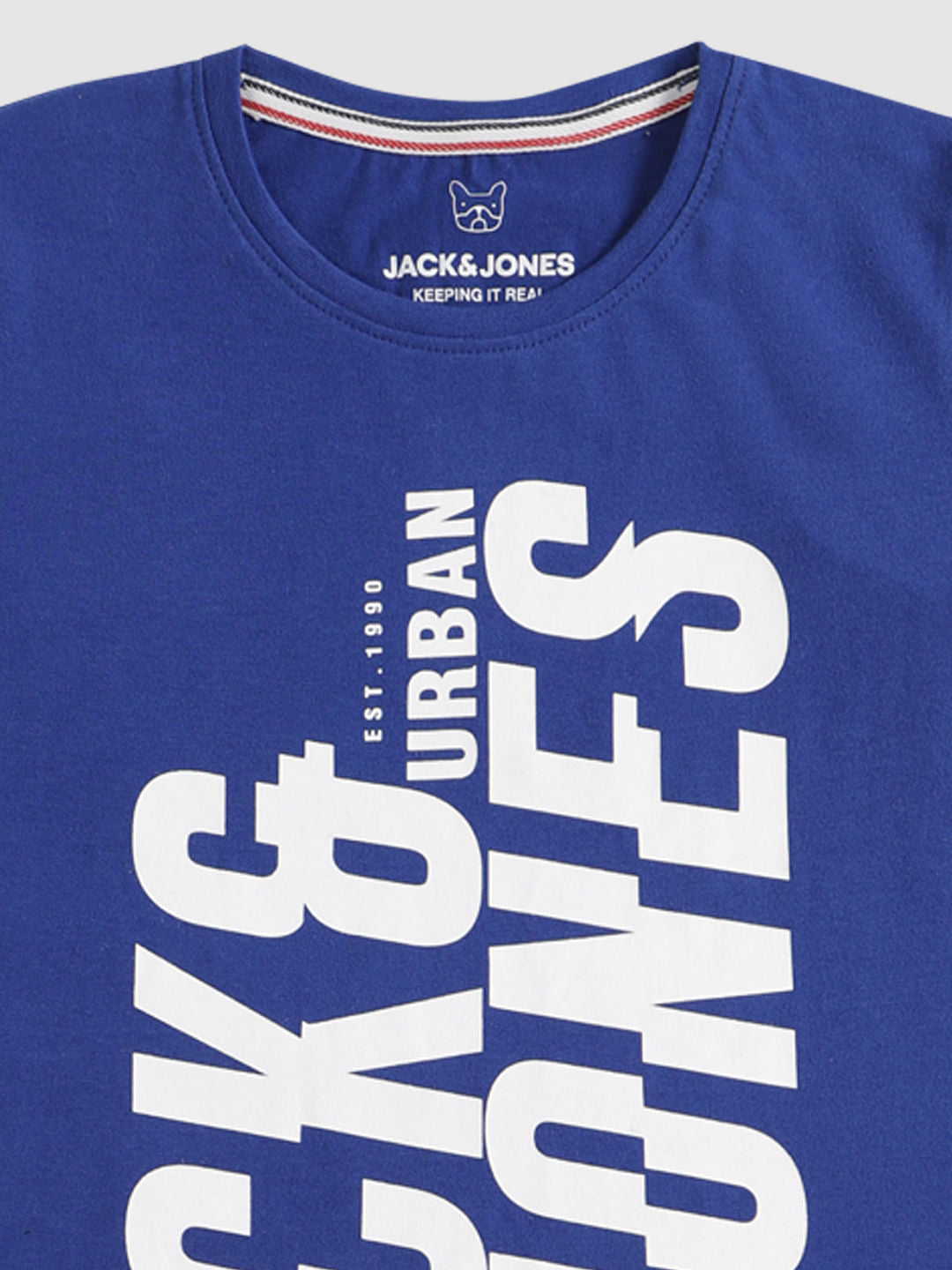 Boys Blue Text Print Crew Neck T-Shirt
