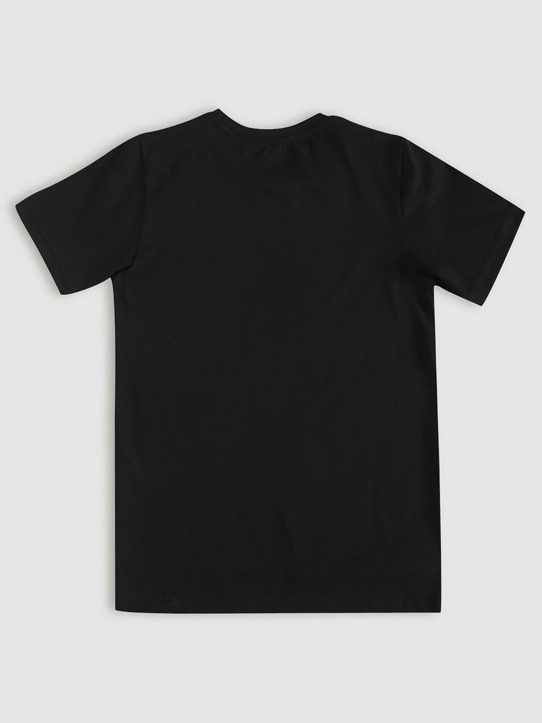 Boys Black Printed Crew Neck T-Shirt