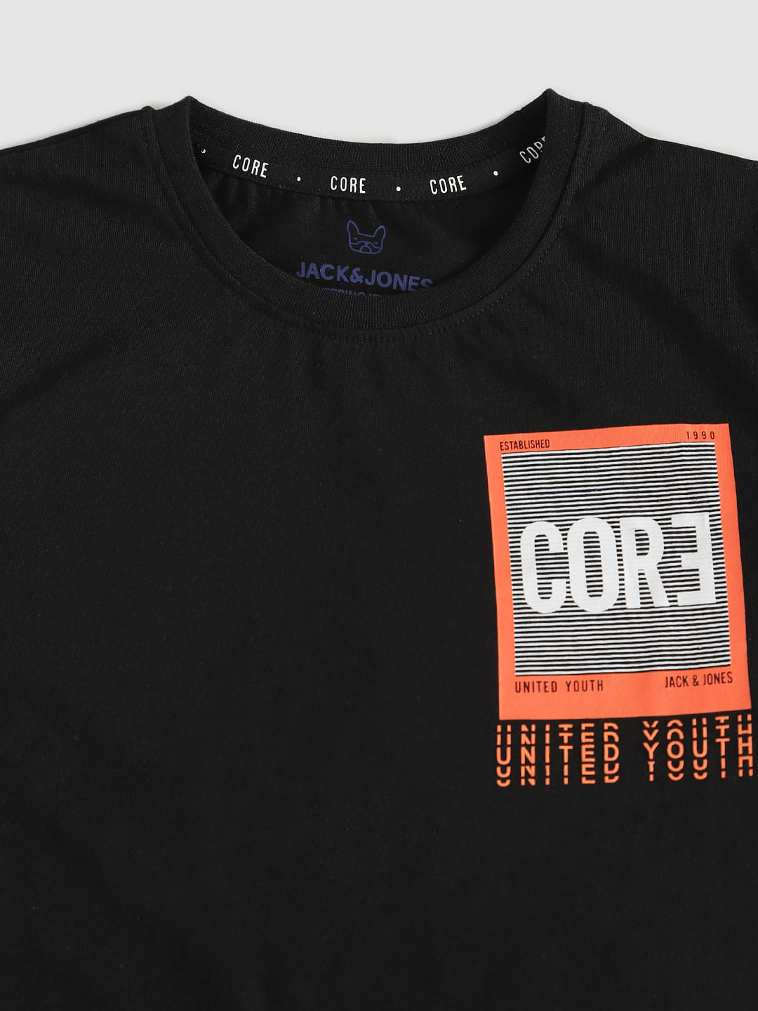 Boys Black Printed Crew Neck T-Shirt