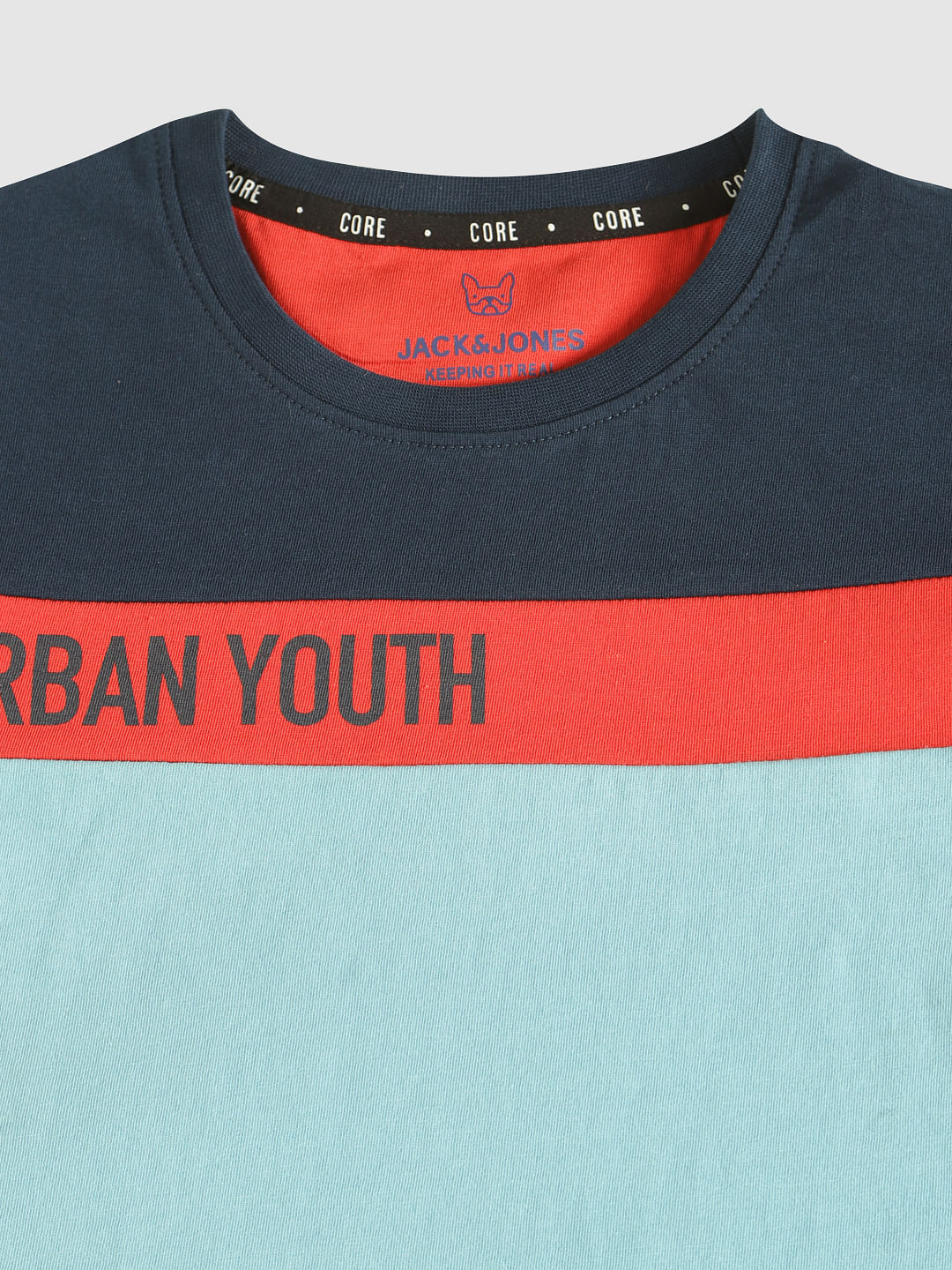 Boys Blue Colour Blocked Crew Neck T-Shirt
