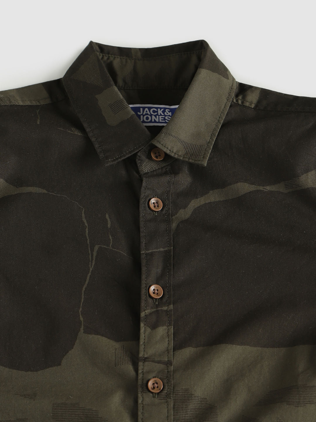 Boys Green Camo Print Full Sleeves Shirt