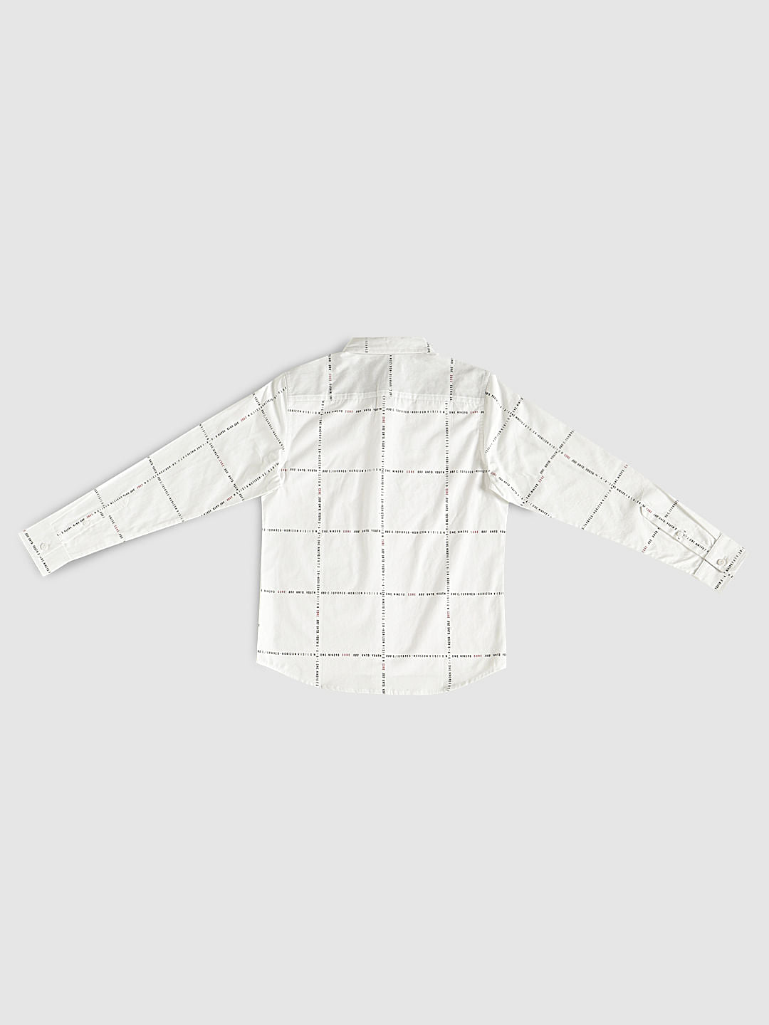 Boys White Check Full Sleeves Shirt
