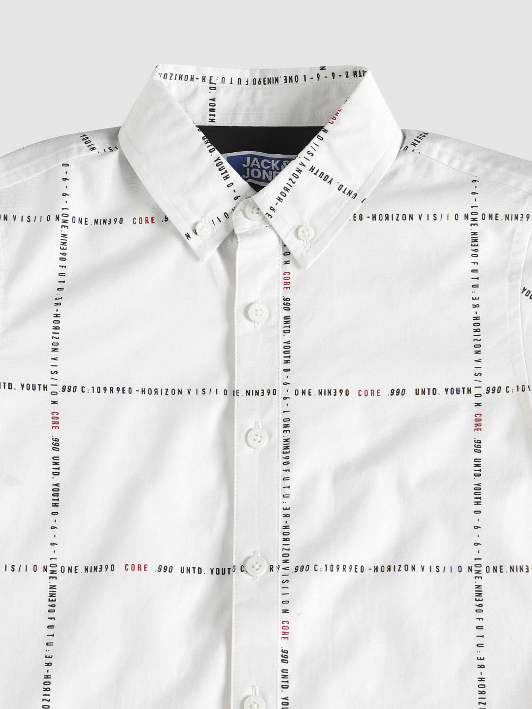 Boys White Check Full Sleeves Shirt