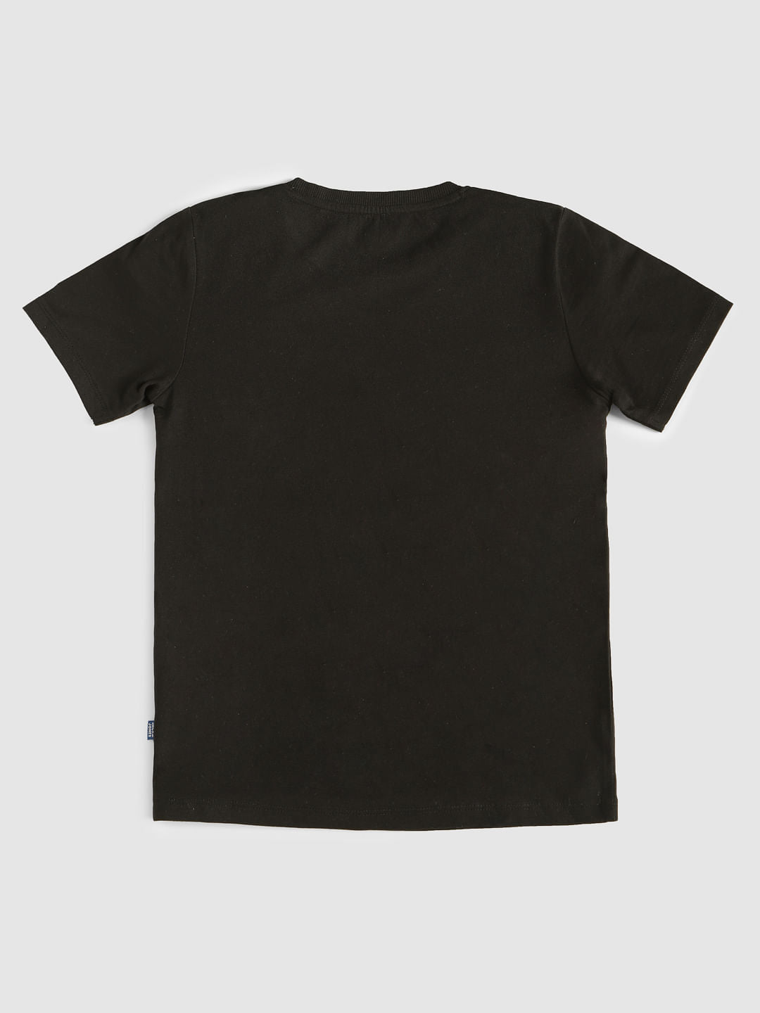 Boys Black Chest Print Crew Neck T-Shirt