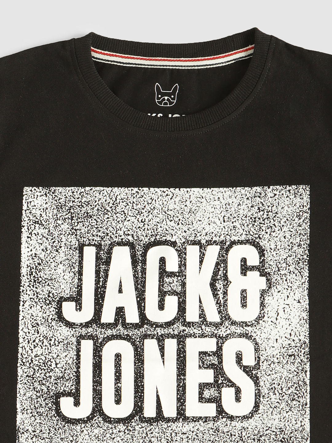 Boys Black Chest Print Crew Neck T-Shirt