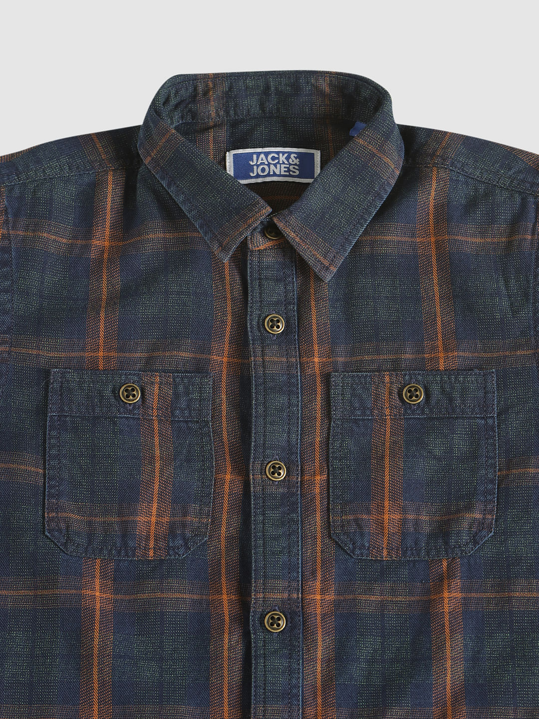 Boys Dark Blue Check Full Sleeves Shirt