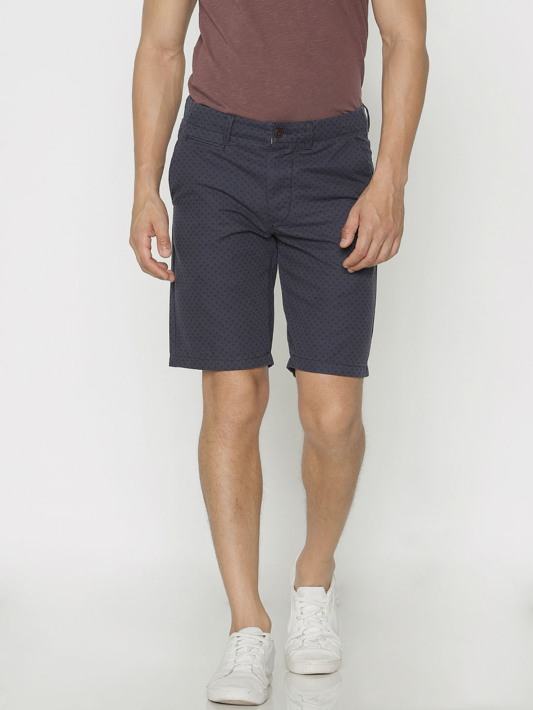 Blue Printed Chino Shorts