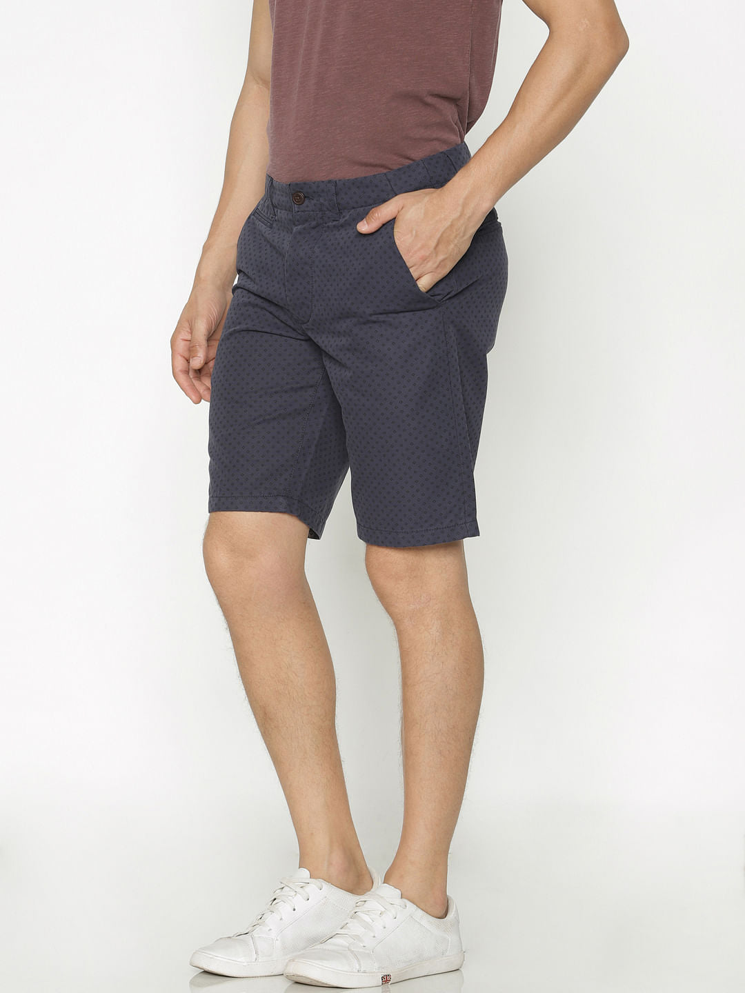 Blue Printed Chino Shorts