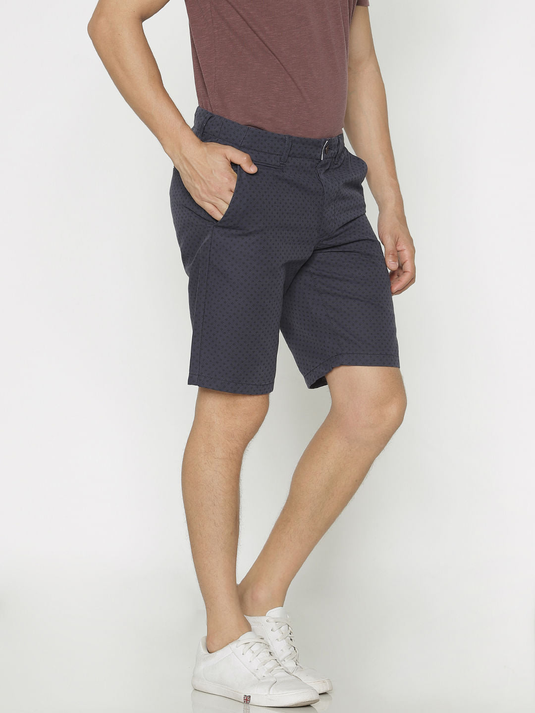 Blue Printed Chino Shorts