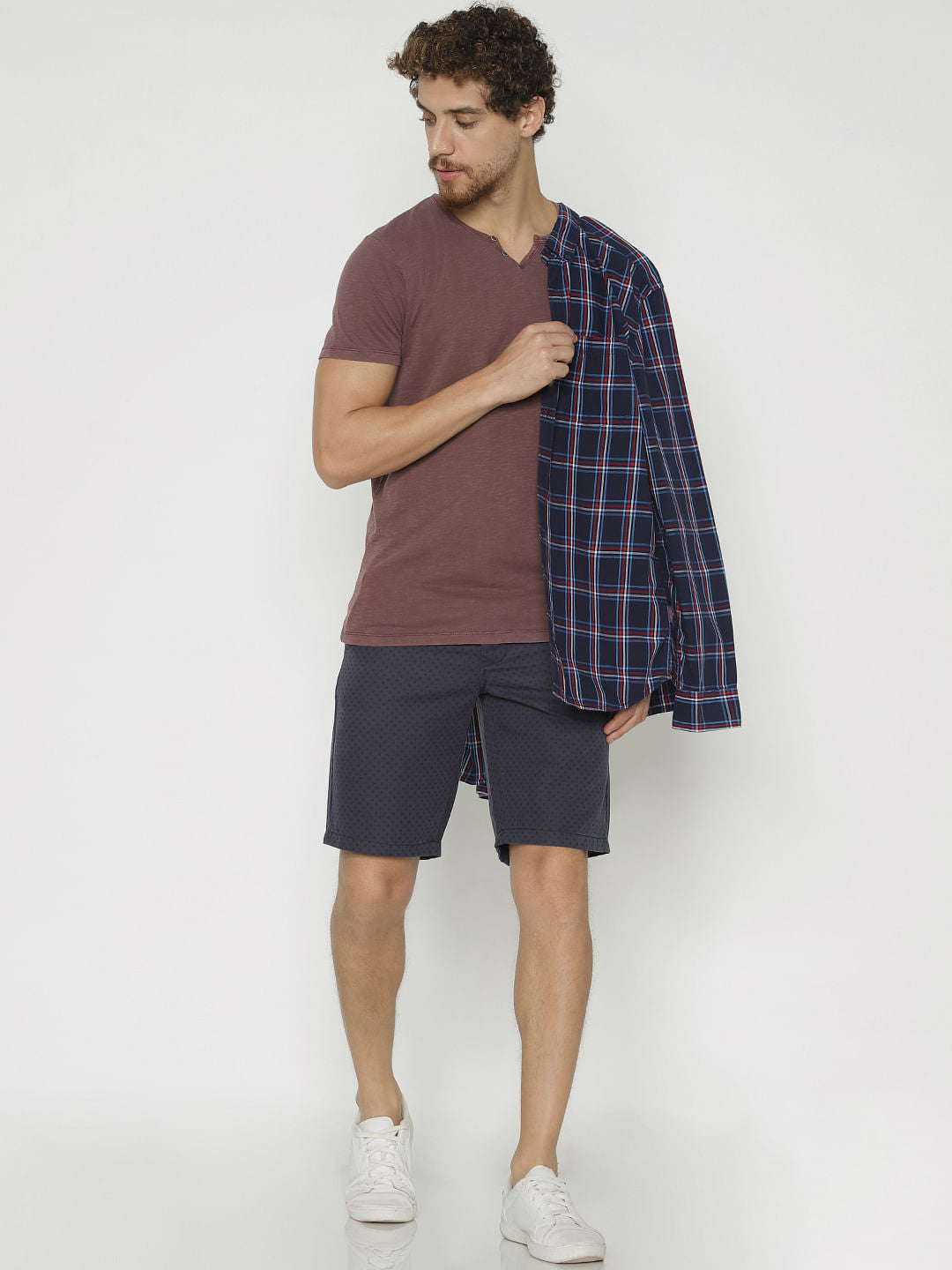 Blue Printed Chino Shorts