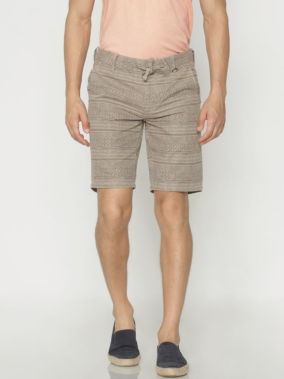 Brown Printed Chino Shorts
