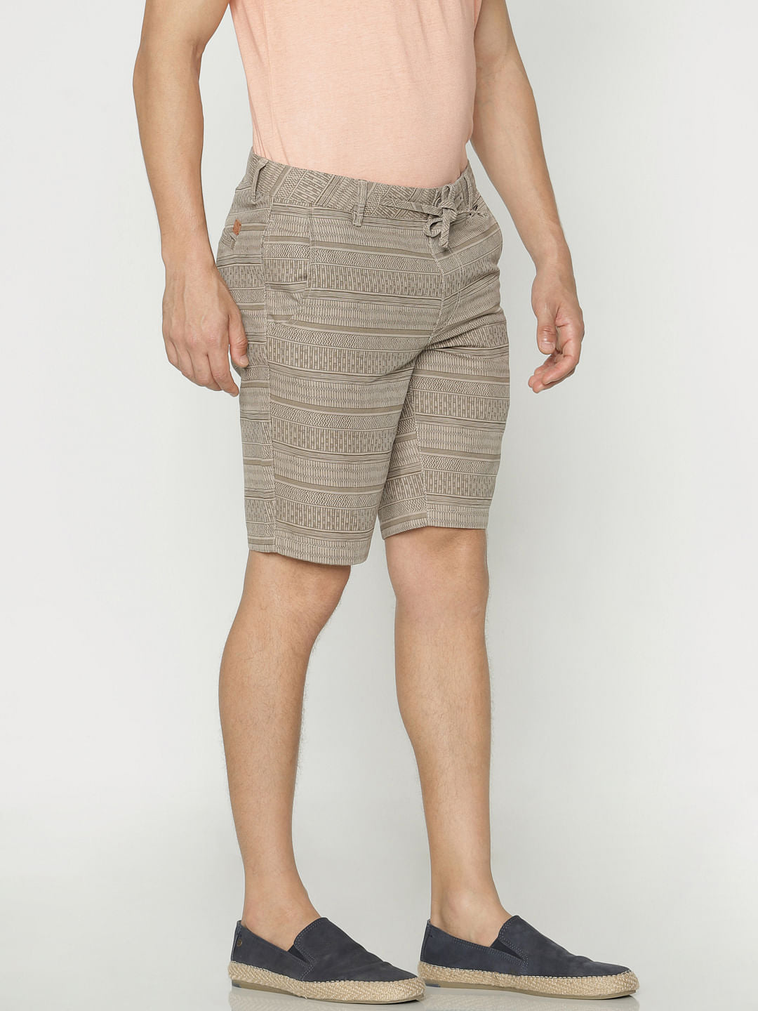 Brown Printed Chino Shorts