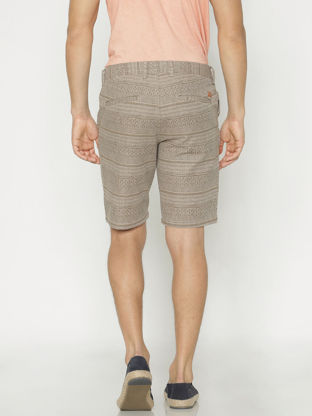 Brown Printed Chino Shorts