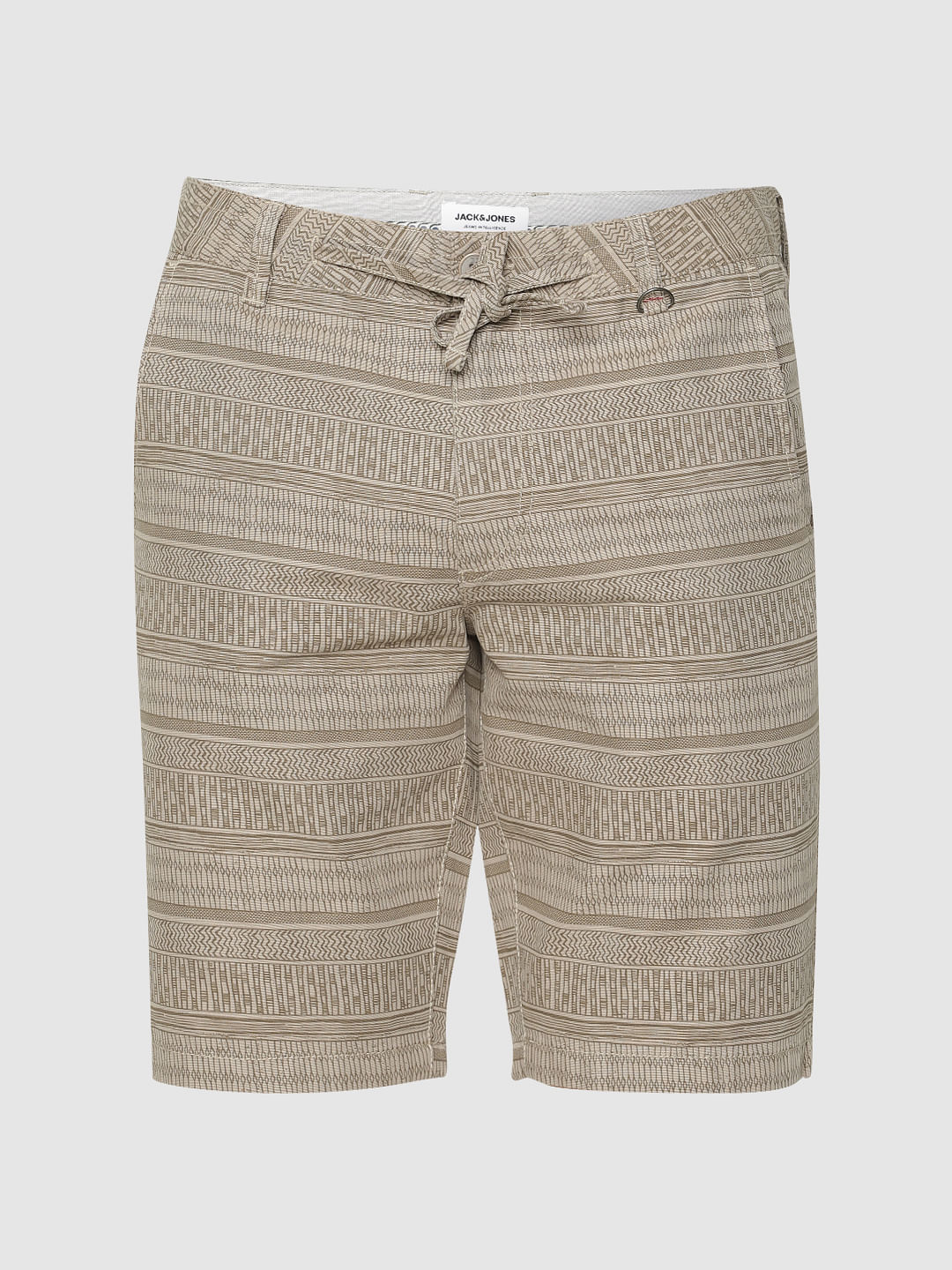 Brown Printed Chino Shorts