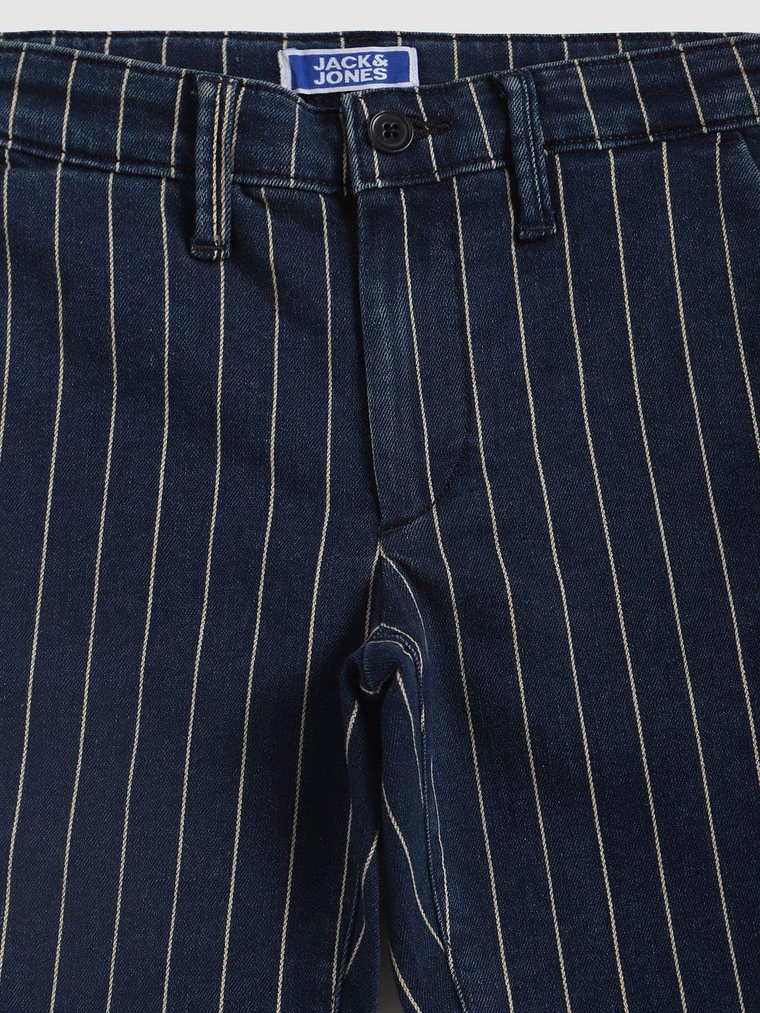 Boys Blue Striped Denim Shorts