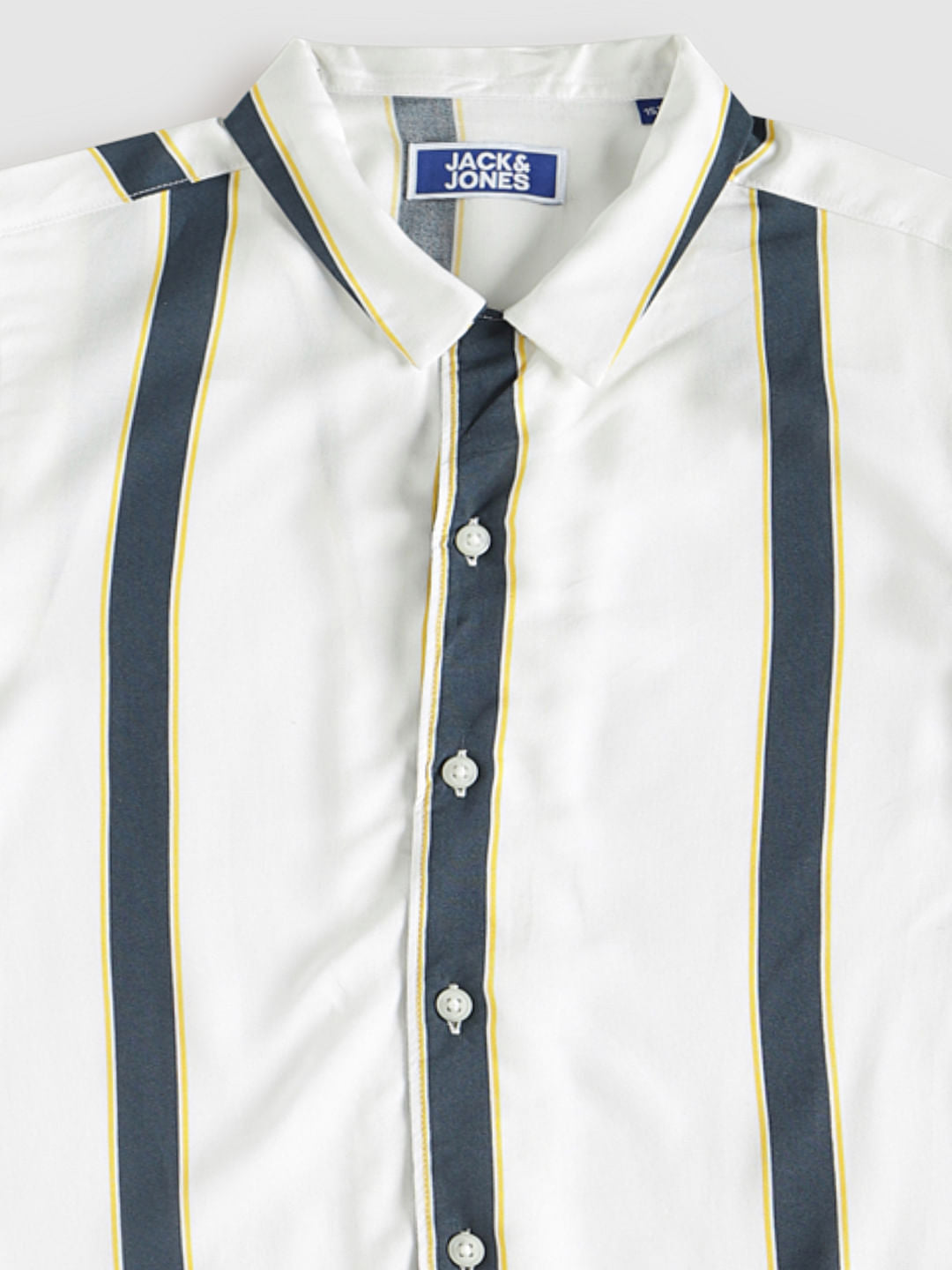 Boys White Striped Short Sleeves Shirt