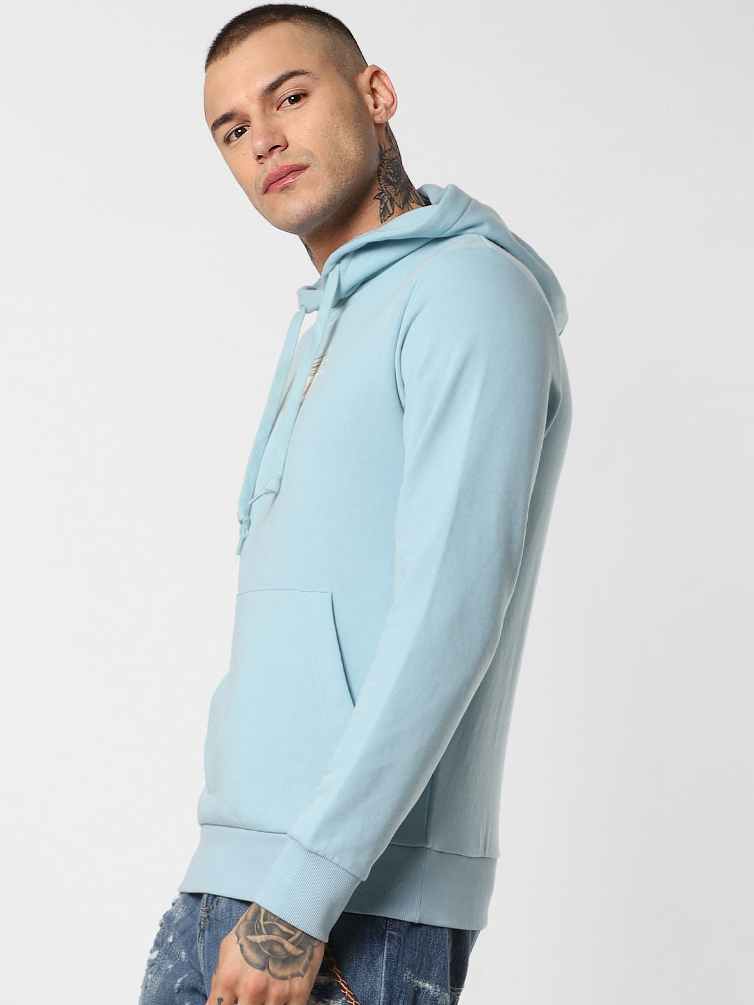 Light Blue Hooded Sweatshirt