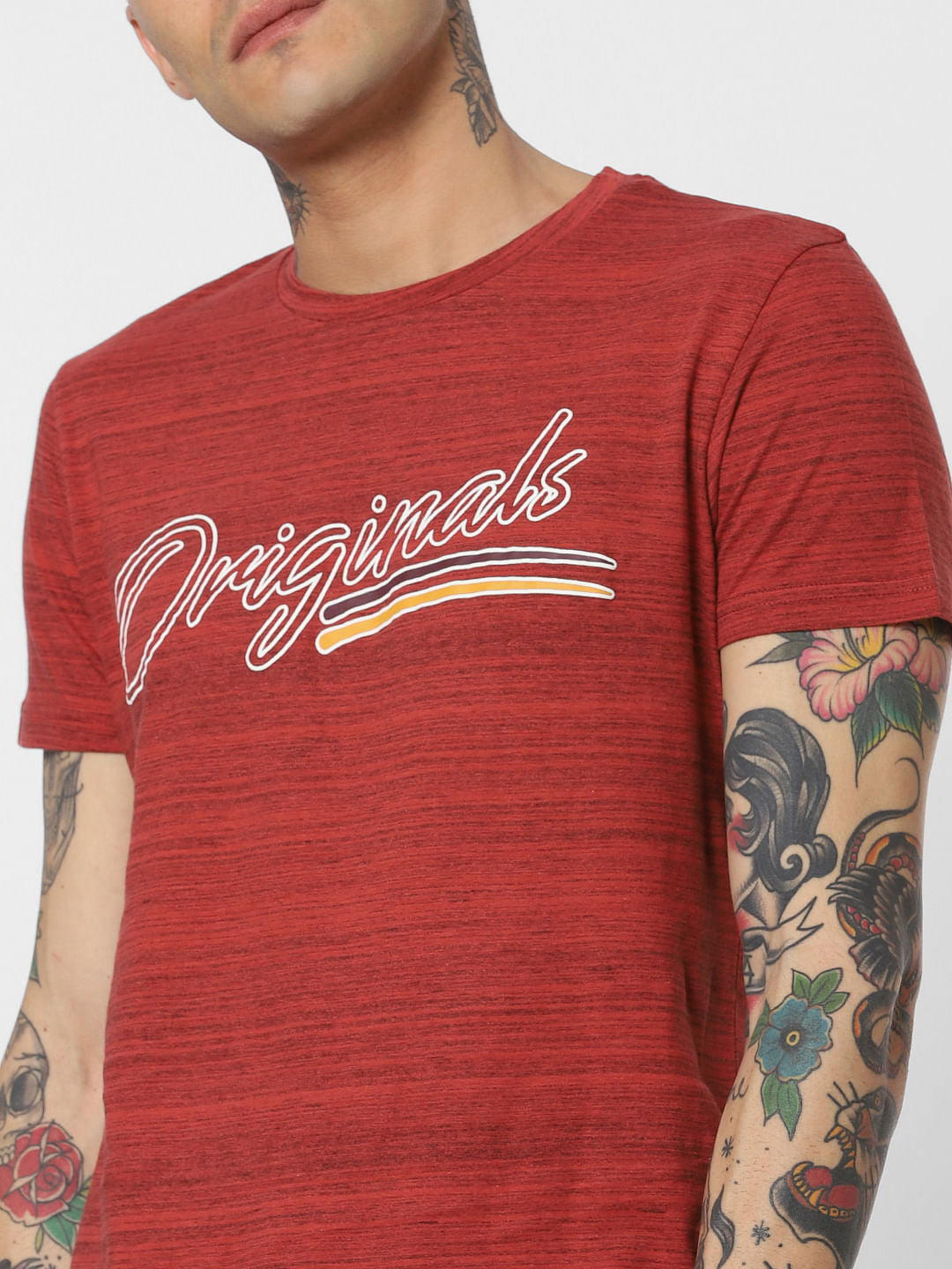 Red Logo Print Crew Neck T-Shirt