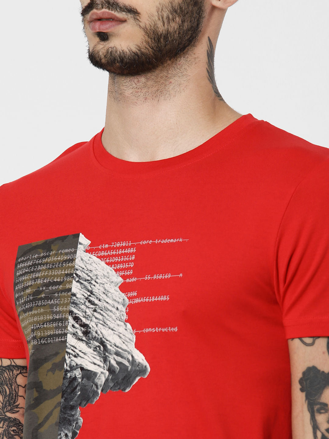 Red Graphic Print Crew Neck T-Shirt