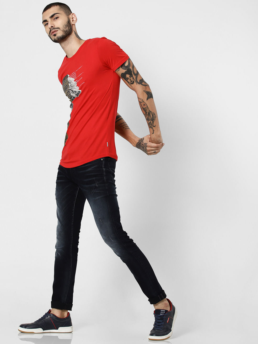 Red Graphic Print Crew Neck T-Shirt