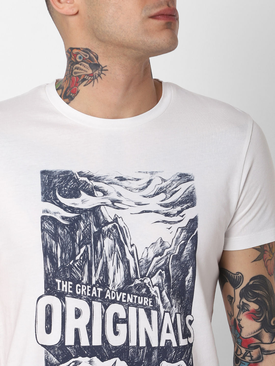 White Graphic Print Crew Neck T-Shirt