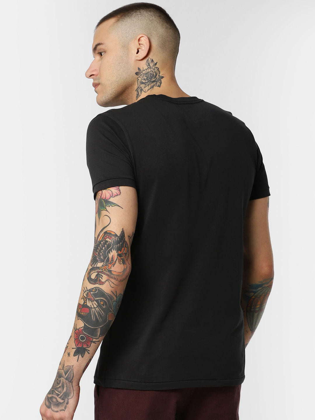 Black Typographic Print Crew Neck T-Shirt